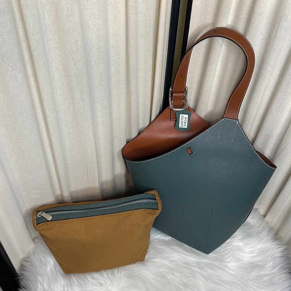 NEW! LEATHER SHOULD BAG WITH COSMETIC BAG ‘CELESTE’ - Picture 2 of 15